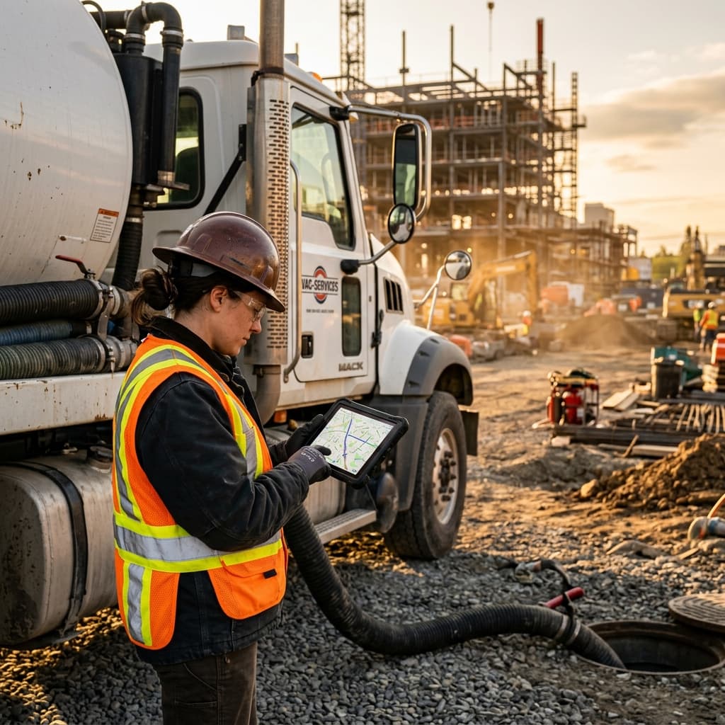 Mobile truck repair tech at a commercial truck